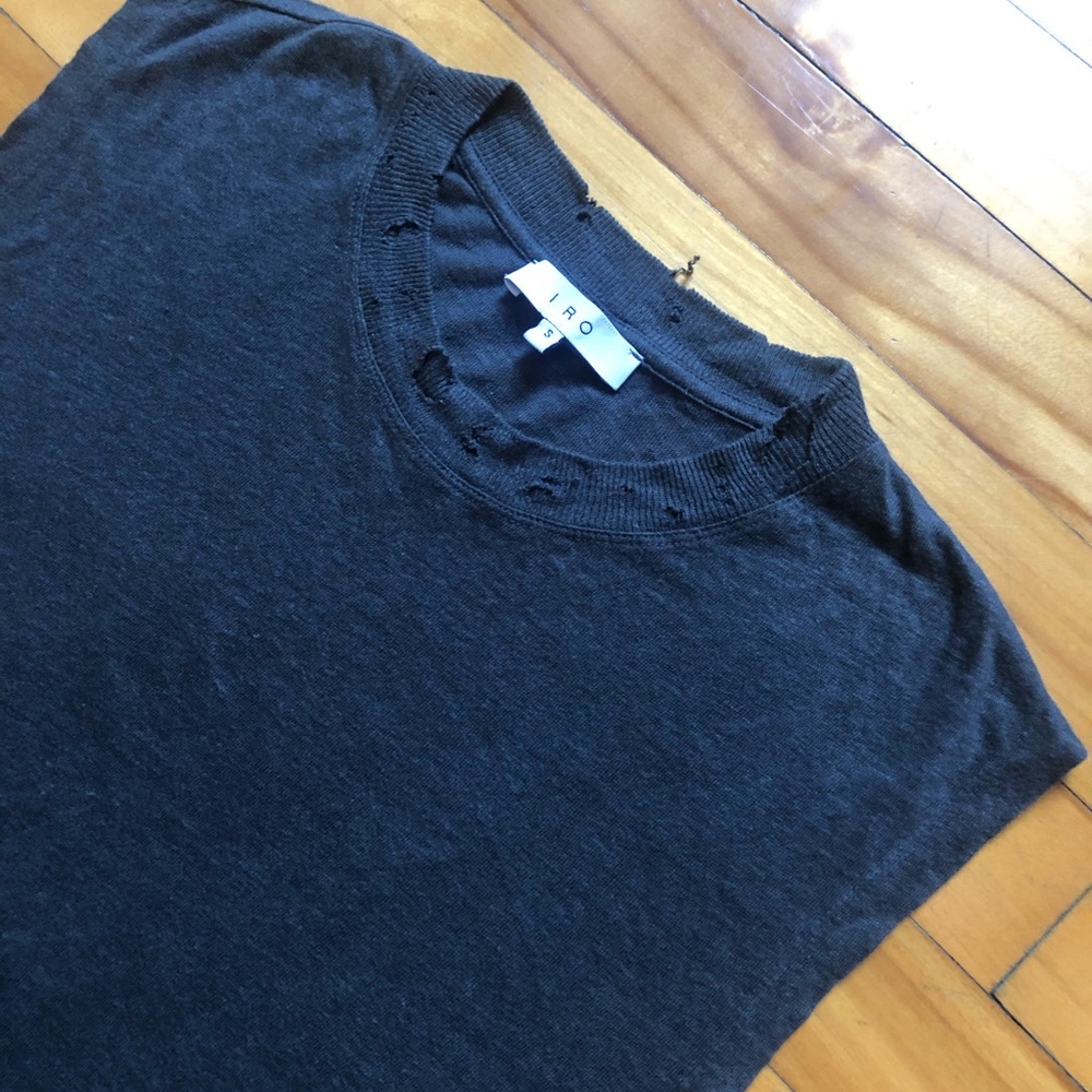 IRO Paris Distressed Linen-blend tank